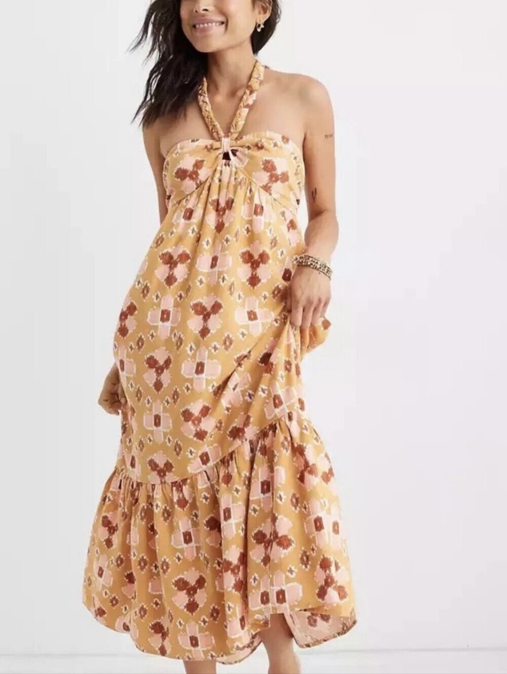 Aerie Halter Linen Blend Maxi Sun Dress
